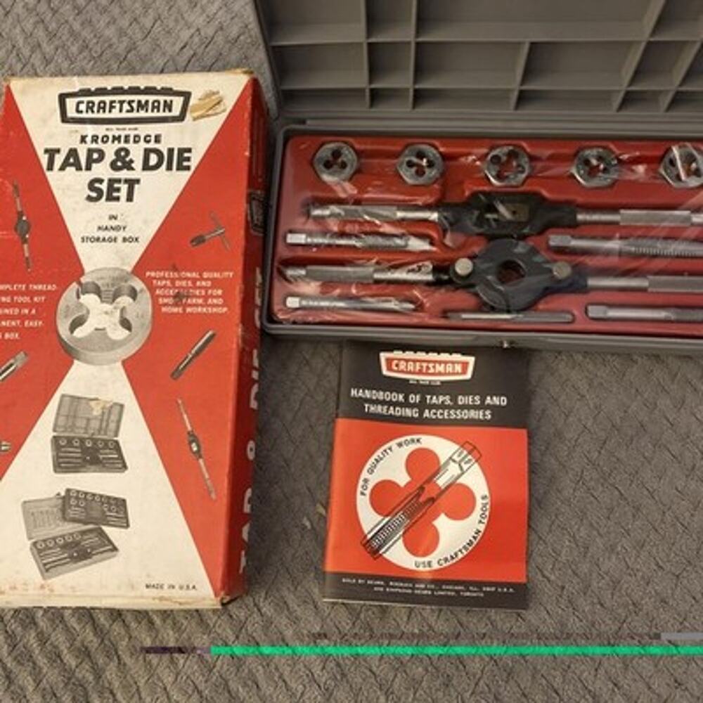 NOS New SEARS Craftsman SAE Kromedge Tap & Hexagon Die Set 52055 USA